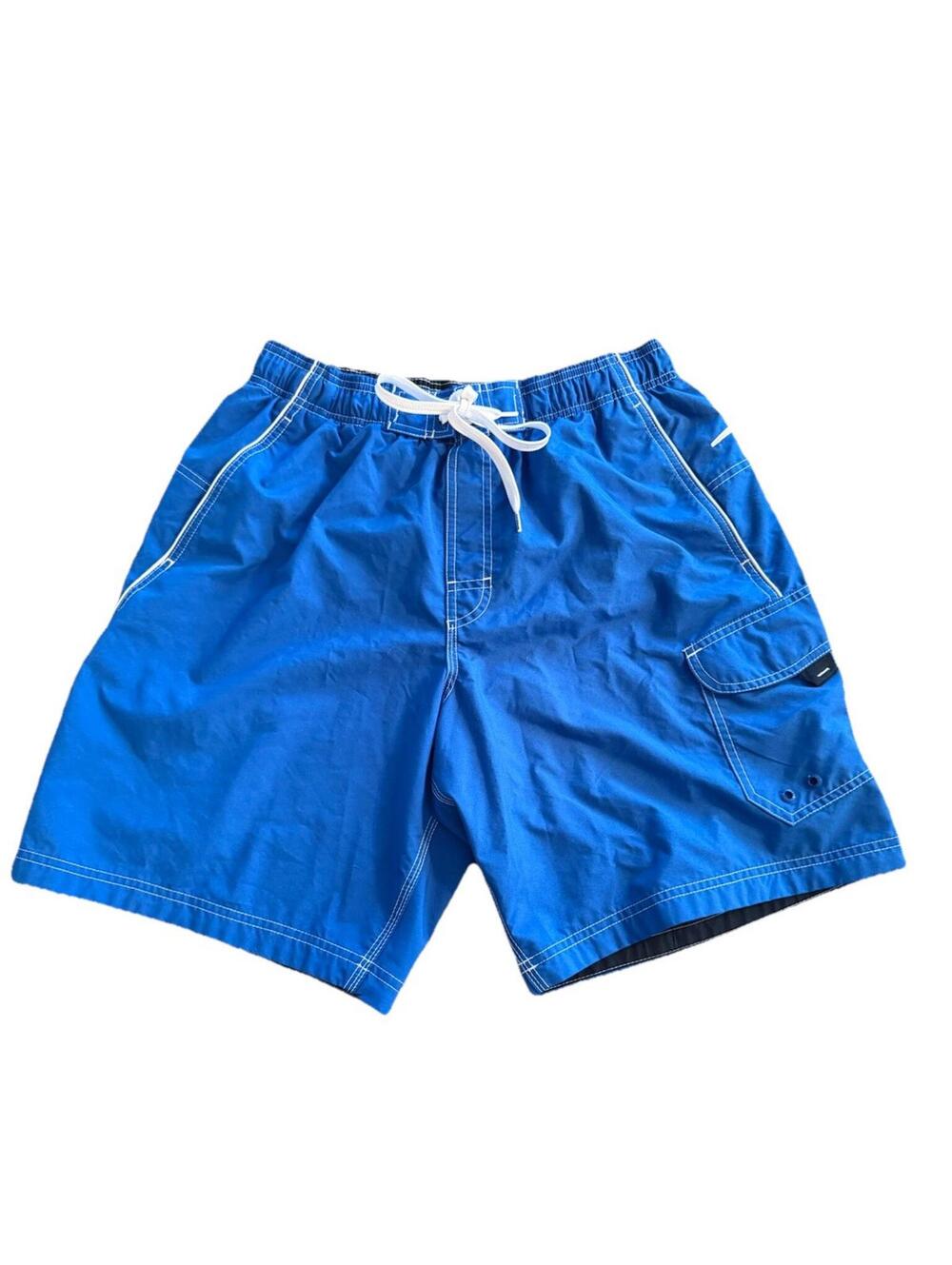 Speedo Swimwear Trunk Shorts Mens Medium Blue Mesh Lined Beach Drawstring